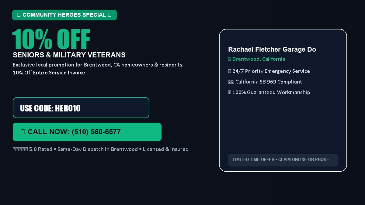 Rachael Fletcher Garage Door Services 10% OFF Seniors & Military Veterans in Brentwood, CA